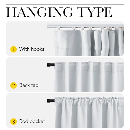 NICETOWN Doorway Curtain with Adjustable Ceiling Track, Privacy Protection French Door Curtain for Closet/Bay, W34 x L 80" Thermal Insulated Drape for Living Room/Bedrrom, Greyish White, 1 Panel