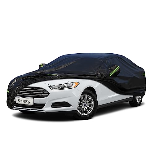 Image of Kaugung 7 Layers Car Cover Custom Fit Ford Fusion from 2005 to 2025, Outdoor Waterproof All Weather Sun Rain Dust Snow Protection with Zipper Door.