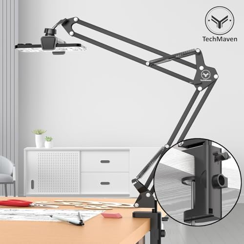 TechMaven Overhead Mobile Stand for Desk | 360° Adjustable Phone Holder | Lazy Arm Mount for Video/Photo Shooting | Bed, Kitchen, Study Table Clamp | Sturdy Metal Stand for Content Creators 4