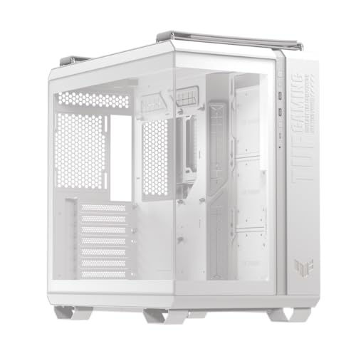 Image of ASUS TUF Gaming GT502 Horizon White ATX Mid-Tower Gaming Case (Boundless Panoramic Design, Dual-Chamber, Independent CPU and GPU Cooling Zones, Tool-Free Side Panels, USB 10 Gbps Type-C Front Panel)