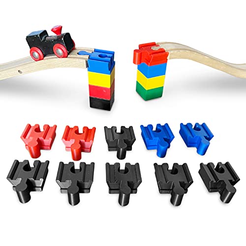 M3Druck® Brücken-Adapter kompatibel mit Brio Holzeisenbahn & Duplo-Bausteine Gleisverbinder (Blau, 4 Stück)