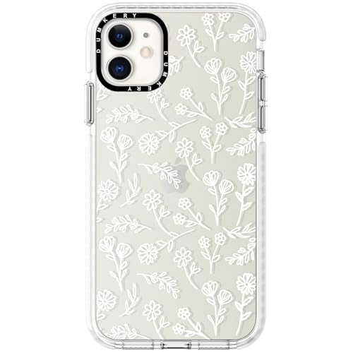 Dumkery Cute White Flowers Case Compatible with iPhone 11 Clear Case, Floral Aesthetic Pattern, Soft TPU Full Body Protection Shockproof Slim Cases Cover for Girls Women
