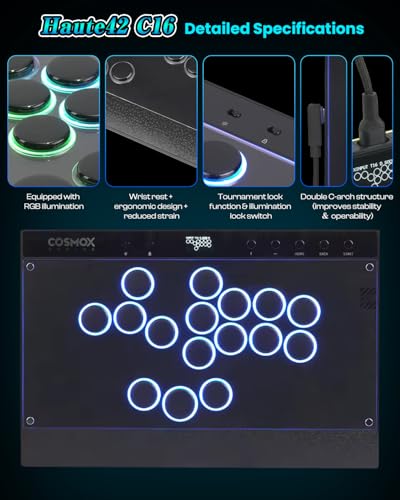 Image of Haute42 C16 Leverless Arcade Stick, Magnetic DIY Art Panel, Hot-Swap