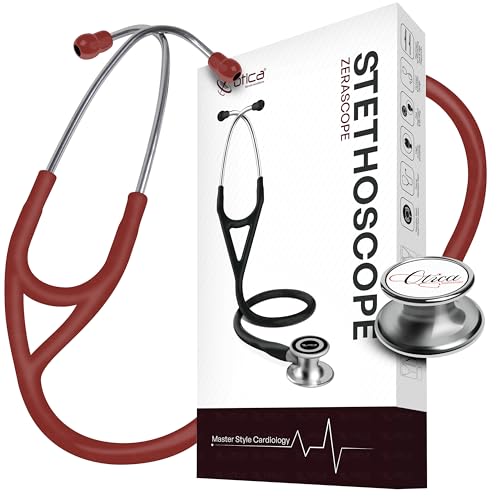 Image of OTICA Classic Dual Head Stainless Steel Stethoscope - Tunable Diaphragm - Premium Acoustics for Doctors, Nurses, Students - Adult & Pediatric Use (Red)