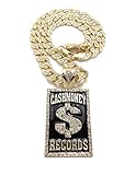 Hip Hop Iced Cash Money Records Pendant 10mm/18',20',24' Ice Bling Cuban Chain Necklace RC4077...