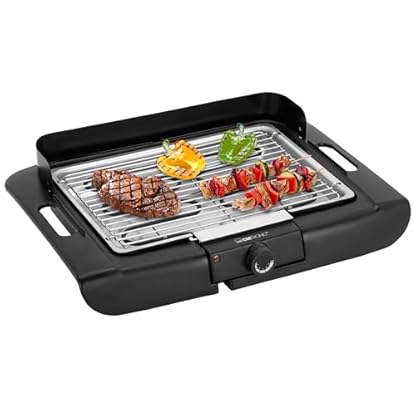 Clatronic® Barbecue-Tischgrill | Elektrogrill | ideal für Balkon & Küche | 35 x 24 cm Grillfläche | Elektro Grill mit Windschutz | verchromter Grillrost | 2000 Watt | Tischgrill | BQ 3507