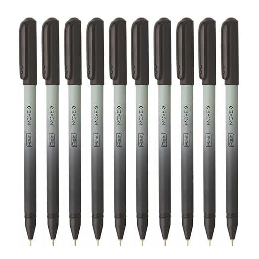 flair move fine tip ball pen | minimalistic & aesthetic matt finish pastel color body | effortless writing with sleek clip design | black ink, pack of 10 - body color may vary