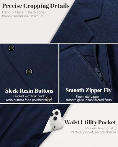 Image of MY'S Men's 3 Piece Suit Set with Tie, One Button Slim Fit Solid Jacket Vest Pants, Prom Party Wedding Business Suits for Men