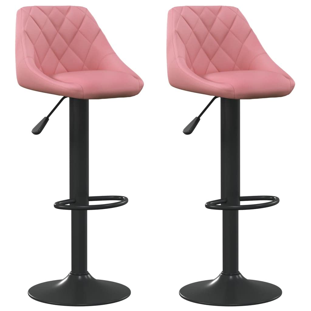 vidaXL 2X Barhocker Drehbar Höhenverstellbar Küchenhocker Barstuhl Bistrohocker Tresenhocker Thekenhocker Tresenstuhl Bar Stuhl Hocker Rosa Samt