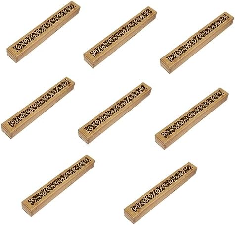 8 pcs Box Incense Burner Sandalwood Incense Holder Burner Hand Decor Desk top Decor Hand Carved Incense Stand Yoga Incense Aroma Accessory Home Censer Square Vaporizer