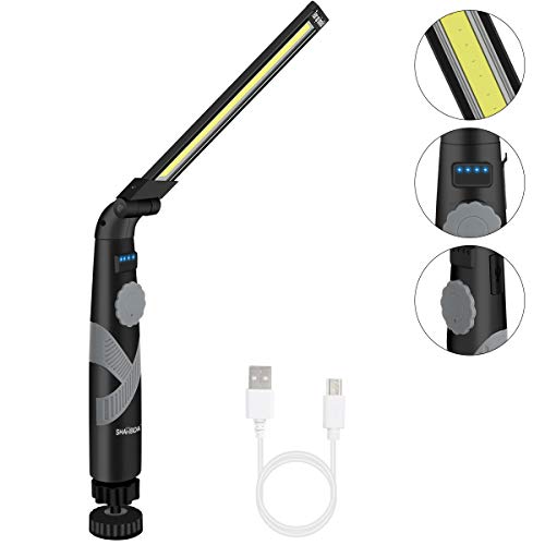 SHARBDA Work Light 850 Lumens Rechargeable COB Work Light with Power Capacity Indicator, Magnetic Base, 360°Swivel, USB Portable Magnetic Cordless for Car Repair, Home Use, Workshop, Emergency