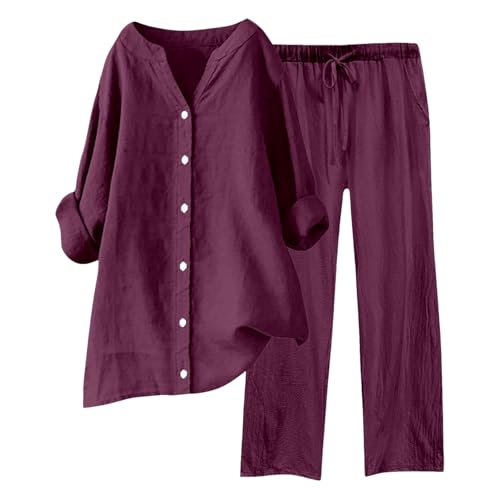 Ensemble chemise et pantalon grande taille femme coupe ample décontractée pour le printemps