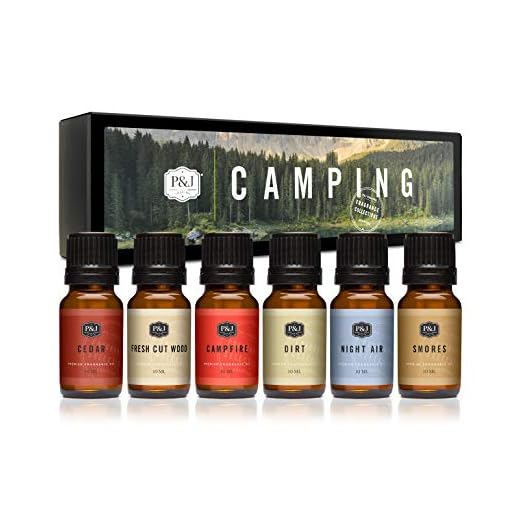 Camping Set of 6 Premium Grade Fragrance Oils - Campfire, Smores, Dirt, Fresh Cut Wood, Night Air, Cedar