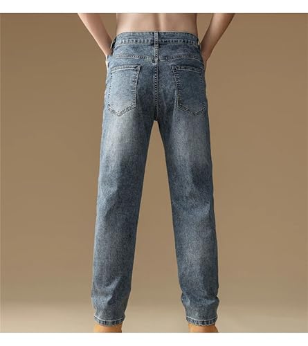 Mens Slim Fit Jeans Stretch Denim Pants Vintage Washed Button Fly Business Straight Leg Denim Pants2