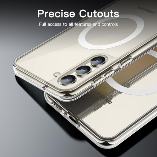 Image of JETech Magnetic Cover Case for Samsung Galaxy S23 6.1-Inch, Compatible with MagSafe, Shockproof Protective Phone Cover, Non-Yellowing Hard Clear PC Back (Clear)