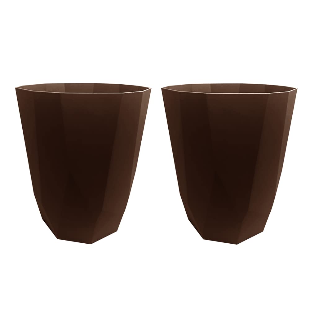 M1SS (Set of 2) - Plastic Waste Paper Bin Rubbish Bin Waste Basket Storage Paper Basket for High Class Hotels, Multi Purpose Waste Bin for Bedroom, Bathroom, Offices 8L Litre – (Brown)