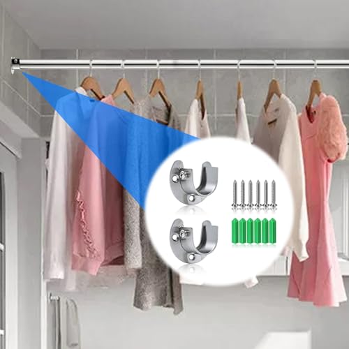 Edelstahl Wandmontage Rundrohr Kleiderstange Halterung, 2 Stück Metallstange Kleiderstangenhalter, Kleiderstangen Halterung Schrank, Rundrohr Halterung