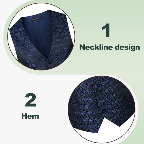 Mens Jacquard 3 Pieces Suit with Stand - up Collar Wedding Party Dinner Jacket Vest Pants Set4