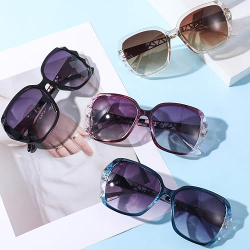 Image of DragonflyDreams Women Large Sunglasses, UV 400 Glasses | Oversized Classic Trend Ladies Sunglasses Sparkling Large Frame