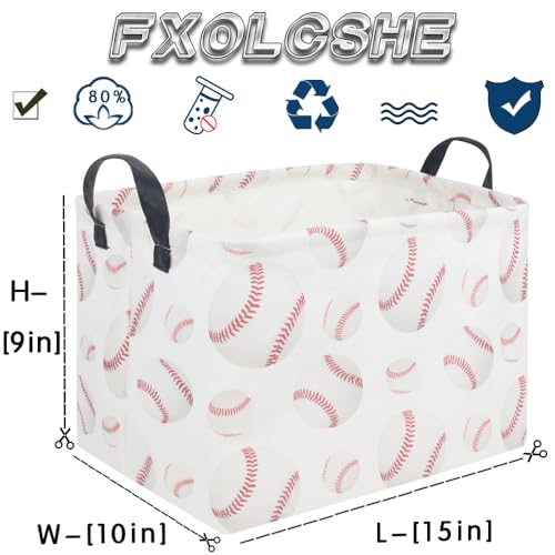 Image of FXOLCSHE Easter baseball basket,Kids Storage Basket,Boys baseball hamper,Waterproof foldable laundry basket,baby Room Decor(Baseballs)