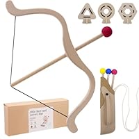 Kinderbogen Set aus Holz – Inkl. 3 Pfeilen, 3 Zielscheiben & Köcher | Bogenschießen Spielzeug ab 4 Jahre | Für Rechts-/Linkshänder | Lernspielzeug für Motorik & Konzentration
