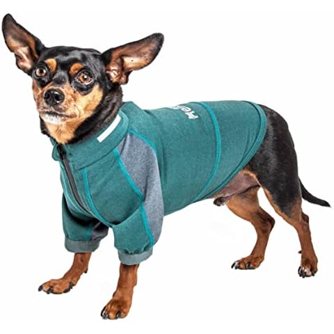 DOG HELIOS Eboneflow Mediumweight 4-Way-Stretch Flexible and Breathable Performance Dog Yoga T-Shirt, Small, Green Cover