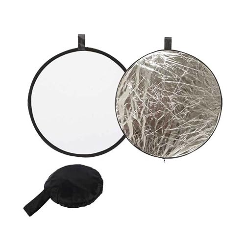 jojofuny Portable Round Photography Reflector Collapsible Silver and White Light Reflector for Enhanced Lighting in Photo Shoots and Video Recording