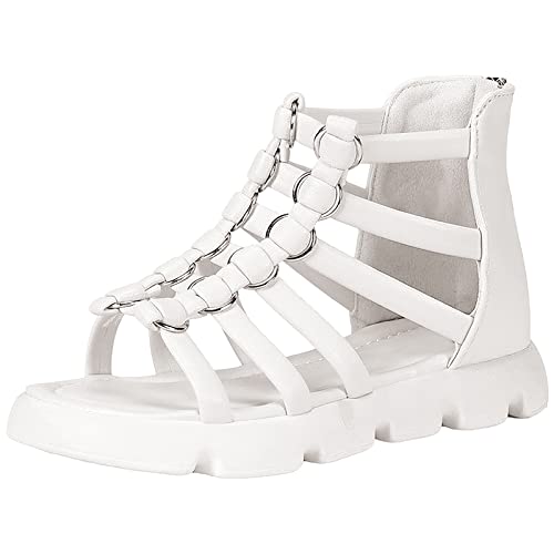 rismart Toddler Girls Gladiator Sandals Peep-Toe Cross Strappy Summer Shoes for Kids