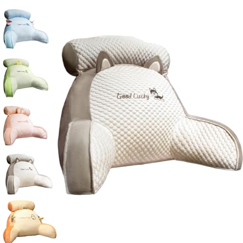 涼感アイスシルク2in1多機能クッション 三角背もたれ アイスシルク 読書用ベッド枕 分離可能 洗えるカバー 可愛い 持ち運び便利 背中 腰痛 ベッド用低反発枕 (グレー, 70*50*25cm)