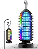 Bug Zapper with Marquee Light, Mosquito Zapper Indoor Outdoor, 4000mAh, Smart Auto On/Off Rechargeable Fly Zapper, Cordless Portable Waterproof Insect Killer for Home, Kitchen, Patio, Camping - Black