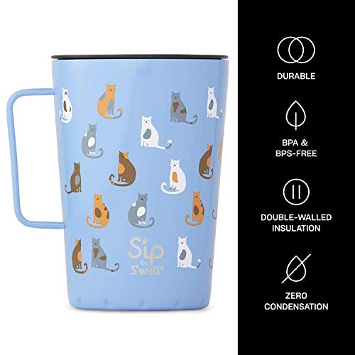 S'ip By S'well Stainless Steel Takeaway Mug - 15 Fl Oz - Purrfect Morning - Double-Layered Vacuum-Insulated Travel Mug Keeps Coffee,And Drinks Cold For 10 Hours And Hot For 2 - Bpa-Free Water Bottle #TOP3