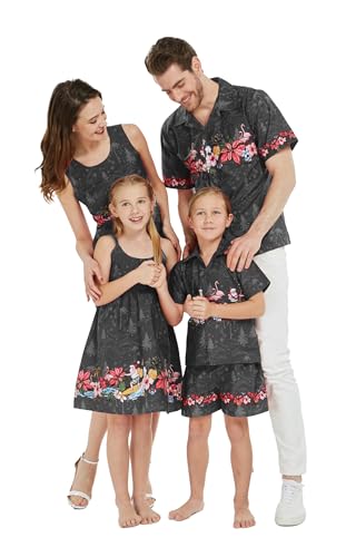 Matchable Family Hawaiian Luau Men Women Girl Boy Clothes in Christmas Santa in Hawaii Black Cross