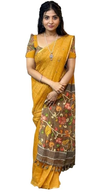 Designer Linen Cotton Saree with...