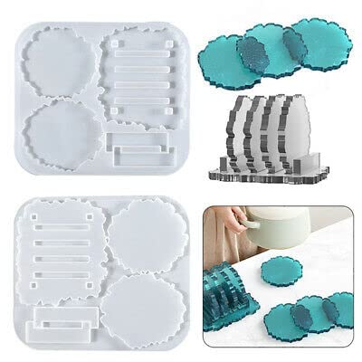 BRIGHTAIL INFRA Coaster with Stand Molds for Resin Art Silicone Epoxy Molds Agate for Casting with Resin, Concrete, Cement and Polymer Clay-picture-23