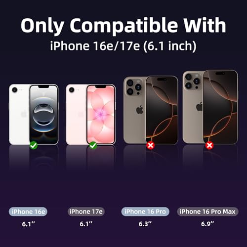K TOMOTO Magnetic Case Compatible with iPhone 16e/iPhone 17e [for MagSafe] [Anti Yellowing] Translucent Matte Phone Case with Camera Lens Guard, Rugged Protective Cover, Purple — view 2