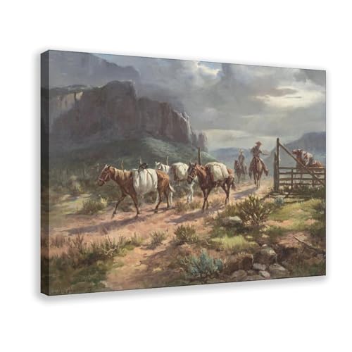 Tableau de paysage occidental Olaf Wieghorst pour habiller un grand mur vide, toile 61 x 91,4 cm