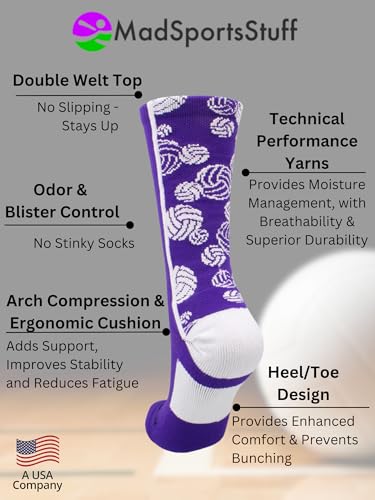MadSportsStuff Crazy Volleyball Logo Crew Socks (multiple colors)3
