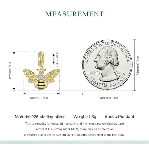Dijes de abeja en plata de ley 925 y oro para pulseras 5