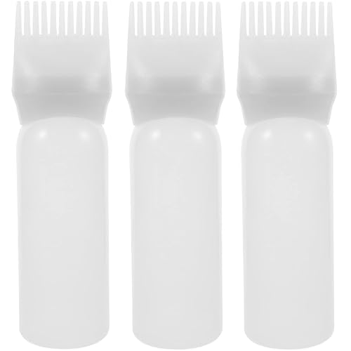 Kichvoe Botella aplicadora de peine de raíces de agua de romero 3 piezas, aplicador de tinte para el cabello, botella de peine para el hogar, salón