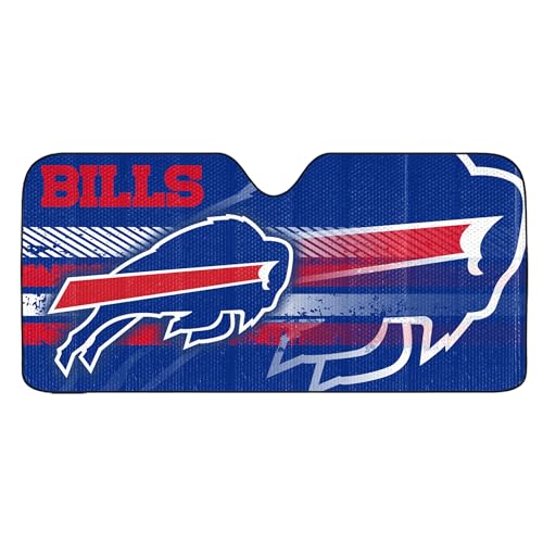 Image of Fanmats NFL Windshield Sun Auto Shade, Sun Shield Sun Visor Accordion tri-fold for Storage 59 inch x 29.5 inch, Colorful Team Design