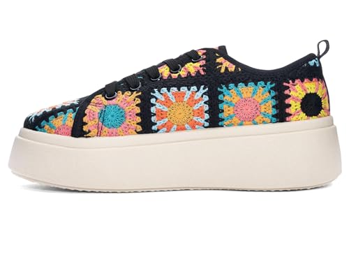 Dirty Laundry Women's Rambling Crochet Sneakers, Black Multi, 7.53