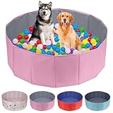 Foldable Ball Pit, Foldable Ball Pits for Dogs, Ball Pit for Dogs, Portable and Foldables Kids Ball Pits, Suitable for Indoor and Outdoor (Without Toy Ball, Pink)