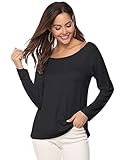 Yidarton Damen Pullover Tunika Shirt│O Ansatz-Einfarbig, dehnbar, slouchy, Flügelhülse der, übergroße Frauenober.