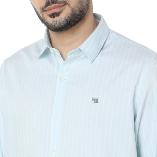 Image of Spykar Men's Relaxed Fit N /A Half Sleeve Striped Casual Shirts