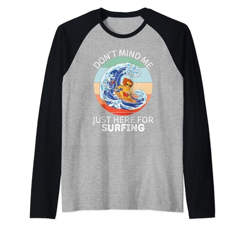 Vintage Lion Don't Mind Me Just Here per gli amanti del surf Maglia con Maniche Raglan