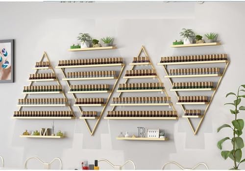 Wall-Mounted Nail Polish Organizer Rack, Triangular Essential Oil & Perfume Storage, Multifunctional Hanging Holder for Salon, Beauty & Nail Shop (Black, 6-Piece Set)