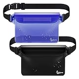 iKuShang Waterproof Pouch 2 Pack Waterproof Fanny Pack Waterproof Phone Case Waterproof Wallet Protect Your Valuables Safe & Dry Perfect for Boating Swimming Beach Pool Water Parks(Blue & Black)