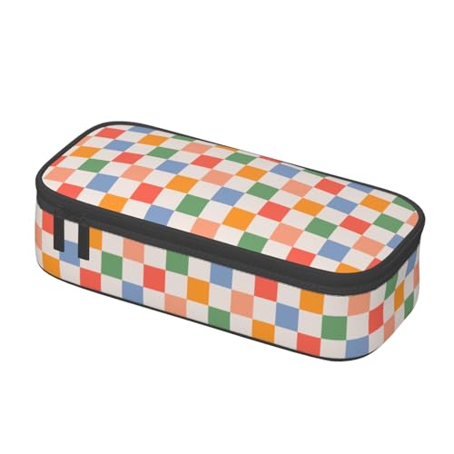 Image of Checkered Vintage 60s 70s Retro Pencil Case Organizer Big Capacity Pencil Pouch Stationery With Zipper School Supplies Pencil Bag For Girls Boys Office, j56tsd
