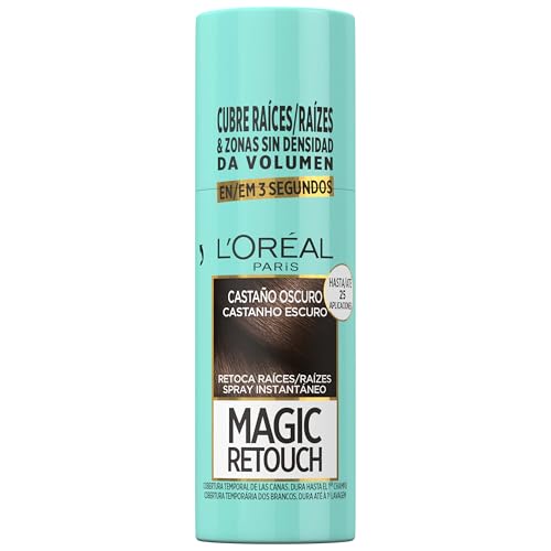 L'Oréal Paris Spray Retoca Raíces Instantáneo, Para Hombre y Mujer, Magic Retouch, Tono: Marrón (Brun), 75 ml