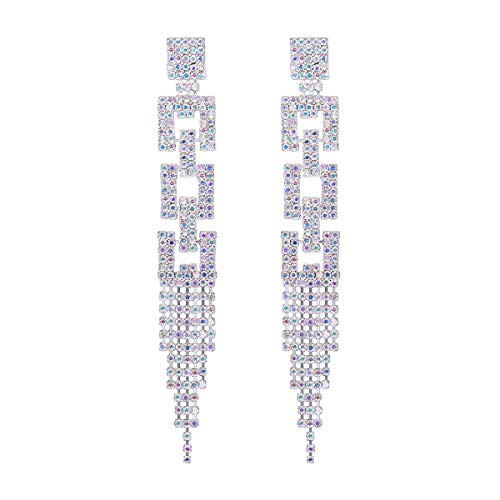 pendientes mujer grandes fiesta pendientes elegantes largos mujer moda europea y estilo americano Entramado borla larga chapado en plata Dangle Pendientes para Mujer Novia Joyería